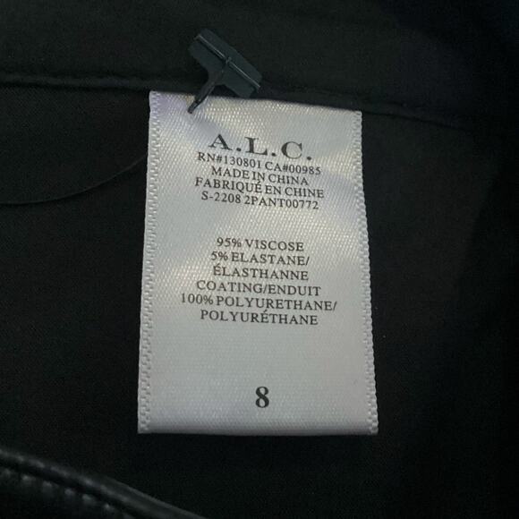 A.L.C. Freddie Black Soft Vegan Leather Flare Jeans Pants 8 $395 - Picture 10 of 11